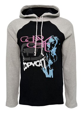 [PCCVISION] 3MAN0N COPYCAT华夫格拼色插肩连帽套头印花卫衣