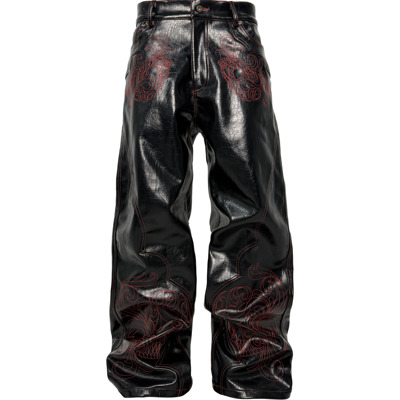 pccvision油蜡pu皮辑明线皮裤