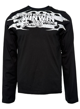 [PCCVISION] 3MAN0N 3WIN黑白双色圆领长袖做旧印花t恤