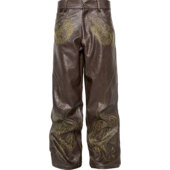 棕色肌理巴洛克骷髅辑明线直筒皮裤 3MAN0N PCCVISION