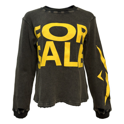 [PCCVISION] 3MAN0N FORSALE PVNlogo印花华夫格做旧破坏长袖t恤