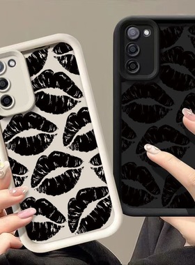 黑色唇印适用于三星S26ultra/S25ultra/S24/S23+手机壳S22ultra时尚A56/A55/A53/A52/A15/A25软壳S23fe全包