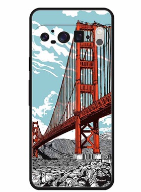金门桥适用于谷歌pixel10proXL/9pro手机壳Google Pixel8A软壳8pro铁塔Pixel7pro精致Pixel4XL彩绘图腾5A