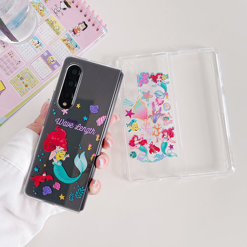 美人鱼适用三星ZFold 8Ultra折叠手机壳ZFold 8/7人鱼公主ZFold6卡通ZFold5少女ZFold4/3透明彩绘硬壳两件套