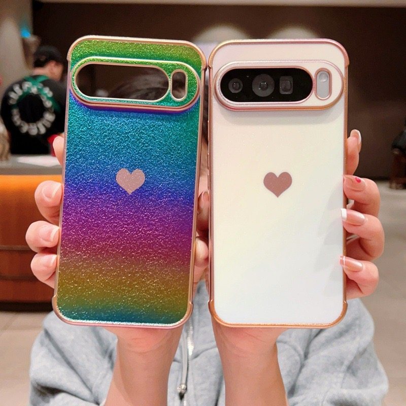 炫彩蚕丝纹适用于谷歌Pixel10proXL电镀手机壳Pixel9proXL侧边爱心9A时尚Google Pixel9pro保护壳8pro谷歌8A