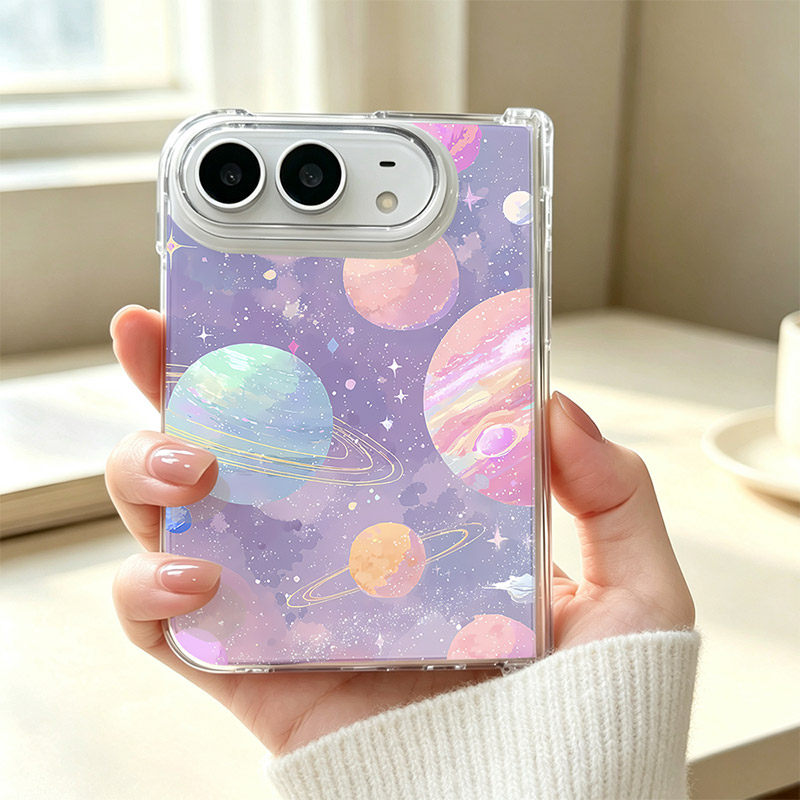 紫色星球适用于iPhone Duo折叠屏透明手机壳苹果Duo宇宙保护壳红蓝小碎花18Duo硬壳外壳新款星空