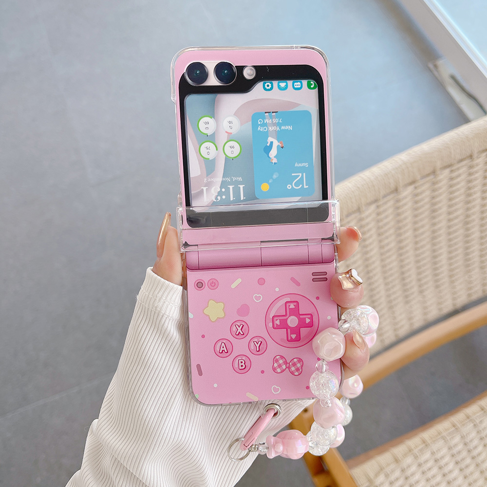 适用于三星Zflip7/Zflip6折叠手机壳仿真游戏机Samsung Z flip5个性Zflip4带手链Zflip4透明保护套硬壳带挂绳