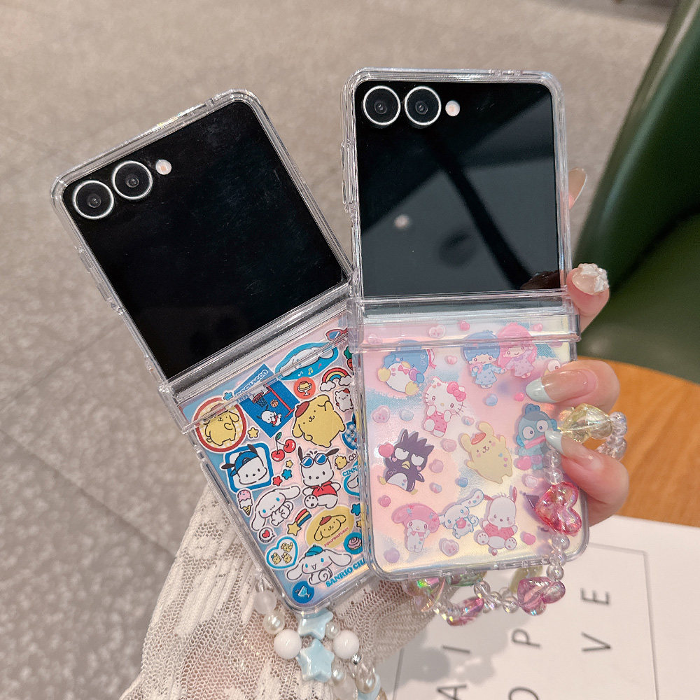 日本卡通适用于三星Zflip8/Zflip7折叠手机壳Samsung Zflip6动漫库洛米Zflip7FE美乐Z flip5透明彩绘硬壳