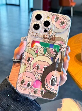 可插卡片适用于苹果16/15/14/13手机壳iPhone16pro可爱布布15promax香肠狗Xsmax库洛米8plus/xr透明se2软壳