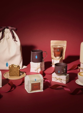 2025日本蓝瓶子咖啡BlueBottle假日圣诞限定酒红色复古陶瓷马克杯