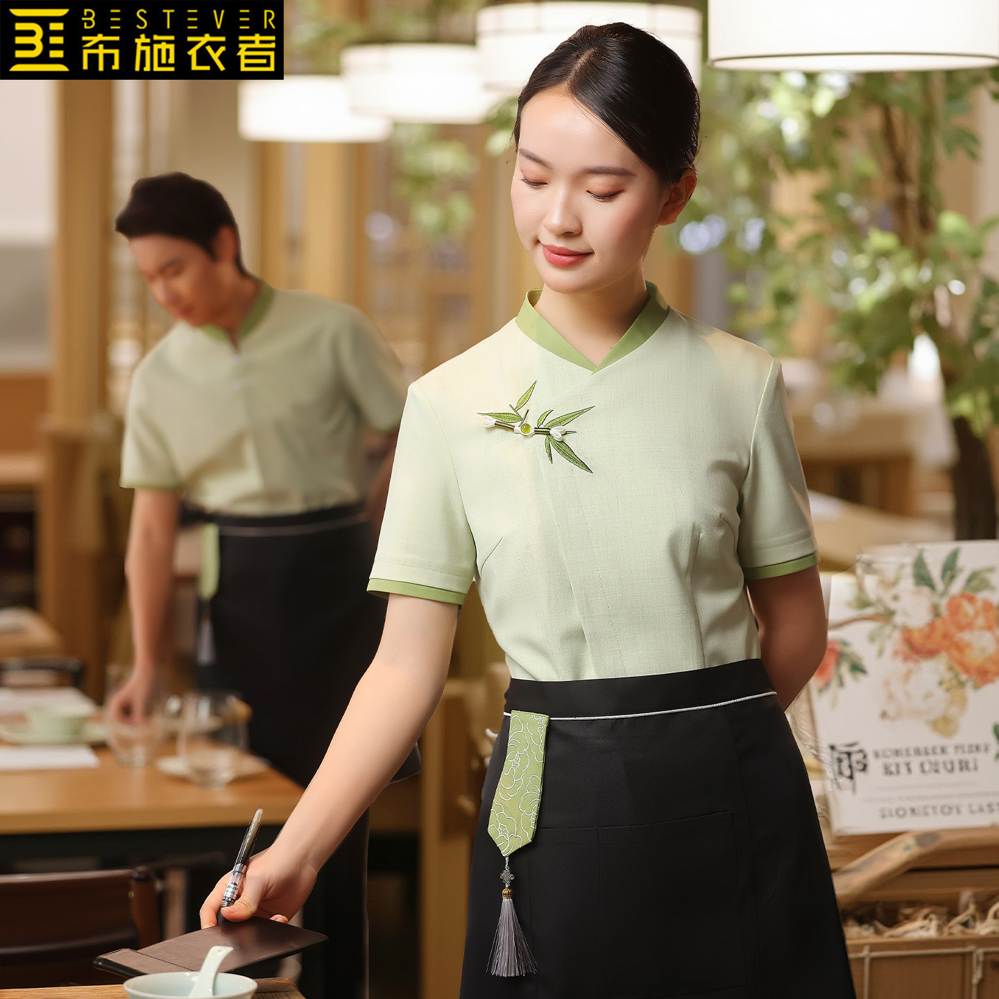 布施衣者服务员工作服女高端酒店火锅餐饮茶楼饭店员工春夏季短袖