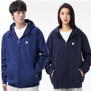 苹果拉链开衫卫衣手机专卖店工装长袖定制logo印字印图订制工作服