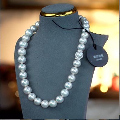 【娜点珠宝】S925银淡水珍珠(曼塔玫瑰)项链9-11mm 电子大证