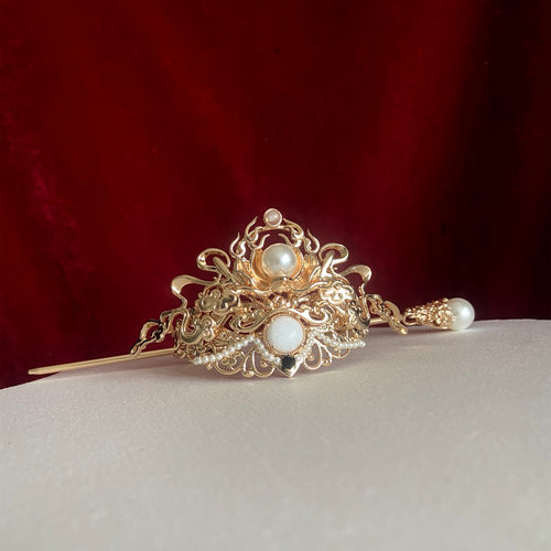 束发冠女高马尾汉服配饰男保色铜宫廷古典武侠王爷公子头冠玛瑙 - 封面