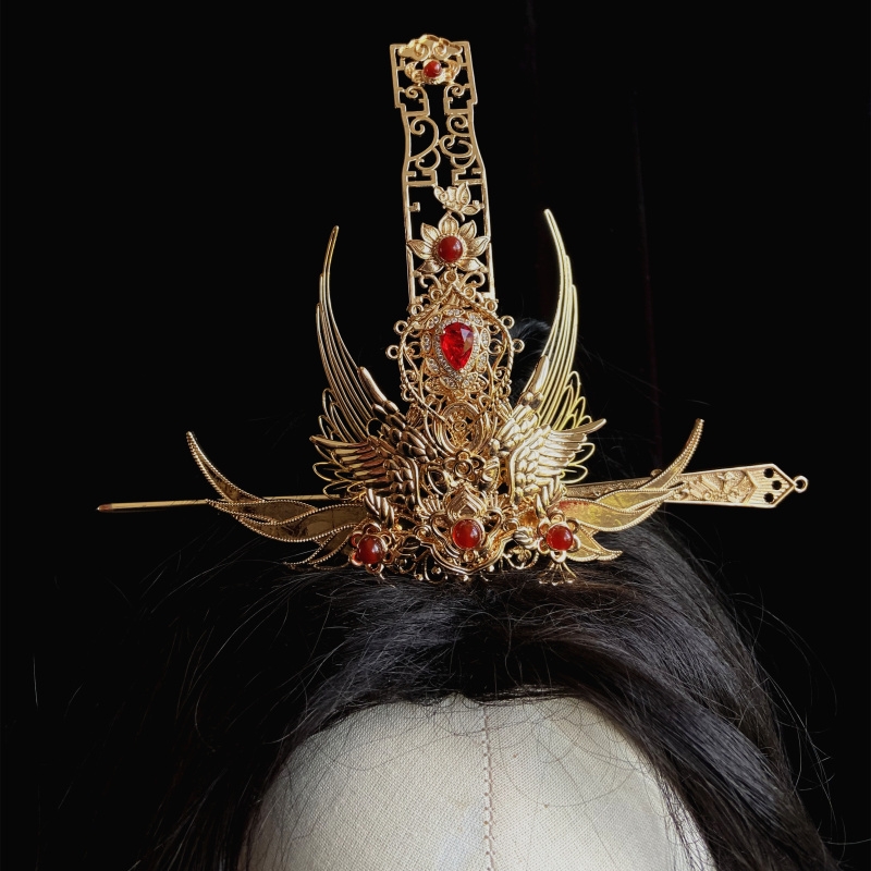 束发冠古风头饰锆石纯铜发冠汉服发簪复古仙侠气男女通用原创头冠