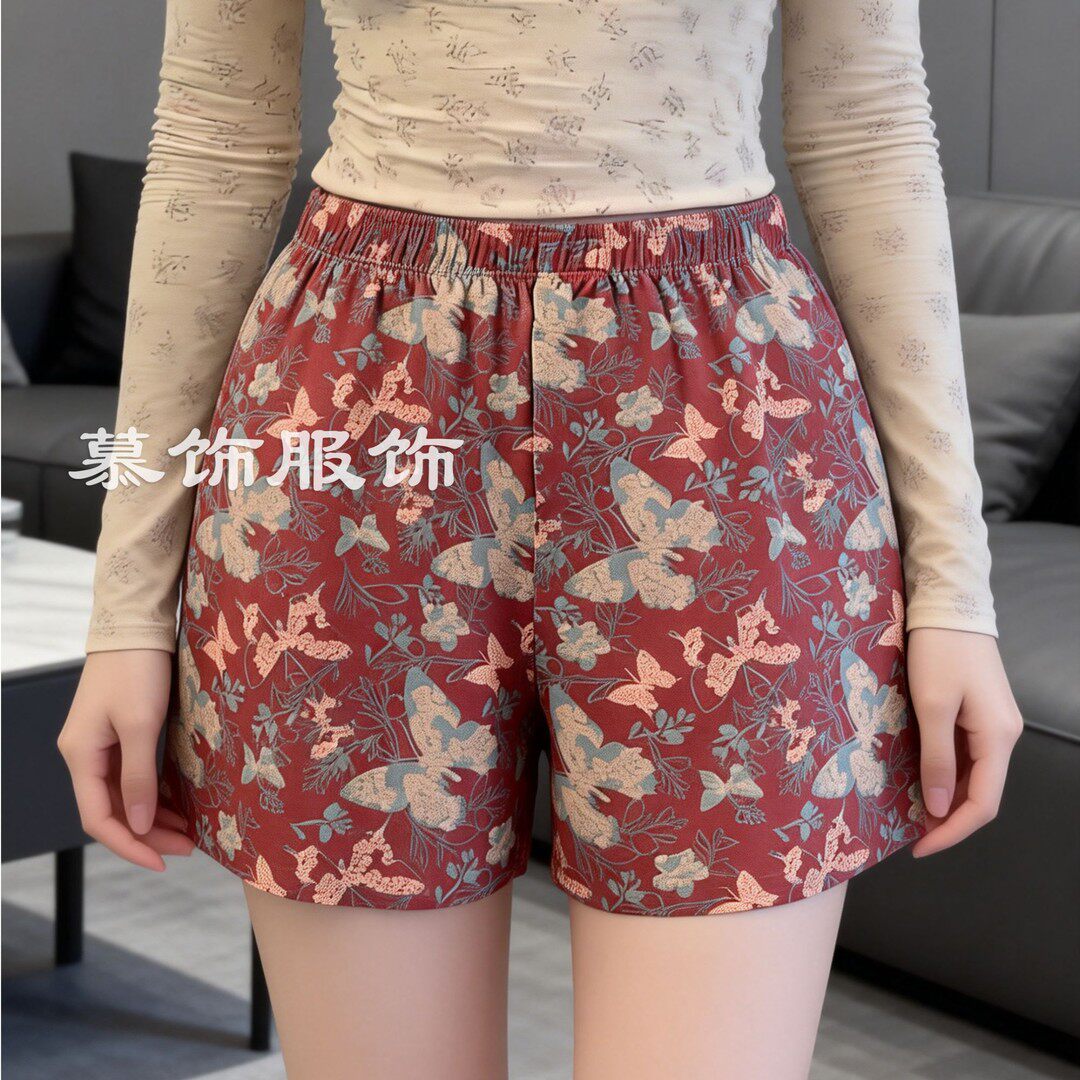 一裤多穿男士内裤红色阿罗裤梦幻蝴蝶休闲大码睡裤居家四角大裤衩
