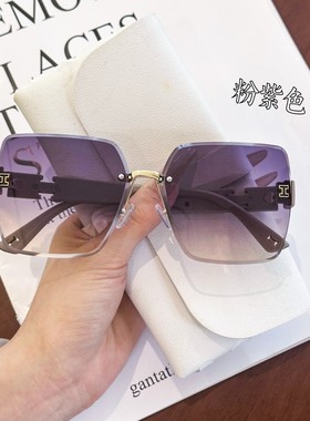 也古也古网红百搭显瘦无框太阳镜防紫外线墨镜大圆脸自带妆容滤镜