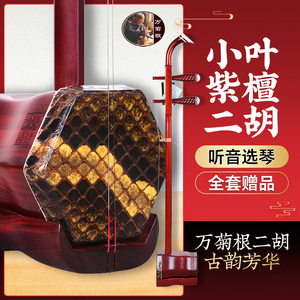 紫檀二胡万菊根二胡琴古韵芳华小叶紫檀木二胡专业演奏考级乐器