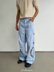 Ftm Spring and Summer Lightweight Breathable Tai Chi Embroidered Leopard Print Retro Cargo Pants Loose Straight Street Style Trousers Couple Style