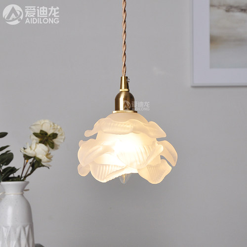 美式复古风文艺花朵民宿玻璃吊灯