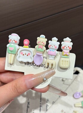 创意可爱小熊餐具食玩筷子盘子鸭嘴夹树脂配件发夹 2元包邮小商品