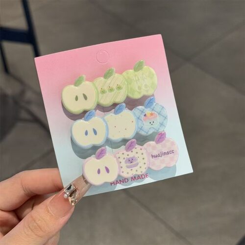 可爱马卡龙色苹果发夹甜美少女百搭侧边甜美鸭嘴夹 2元包邮小商品