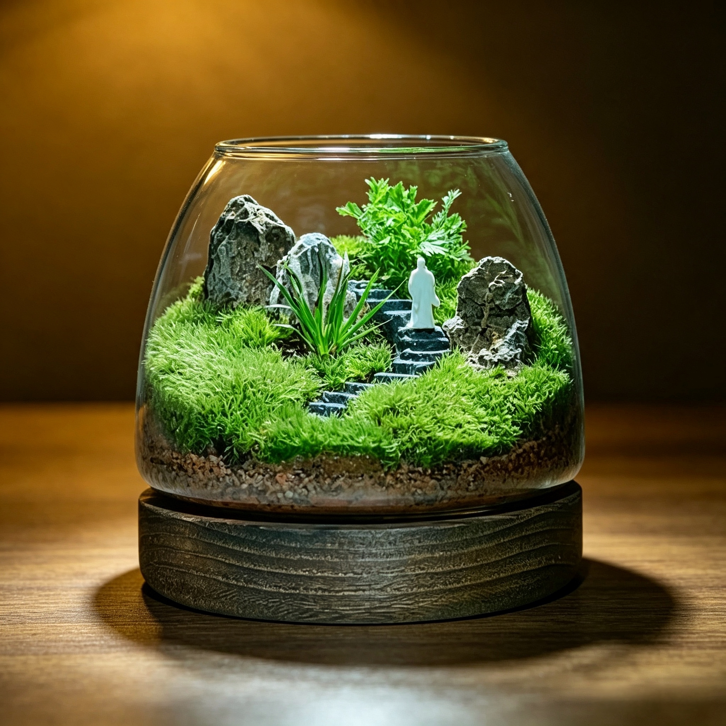 鲜活苔藓生态瓶,茶室氛围感好物