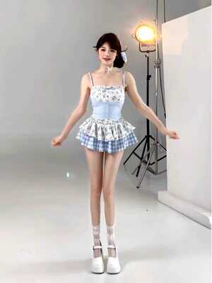 2024夏小个子吊带+短裙碎花套装