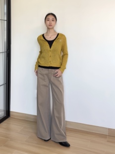 拖地裤 苏饭饭 宽松显瘦休闲裤 女2026春秋新款 卡其色阔腿牛仔裤