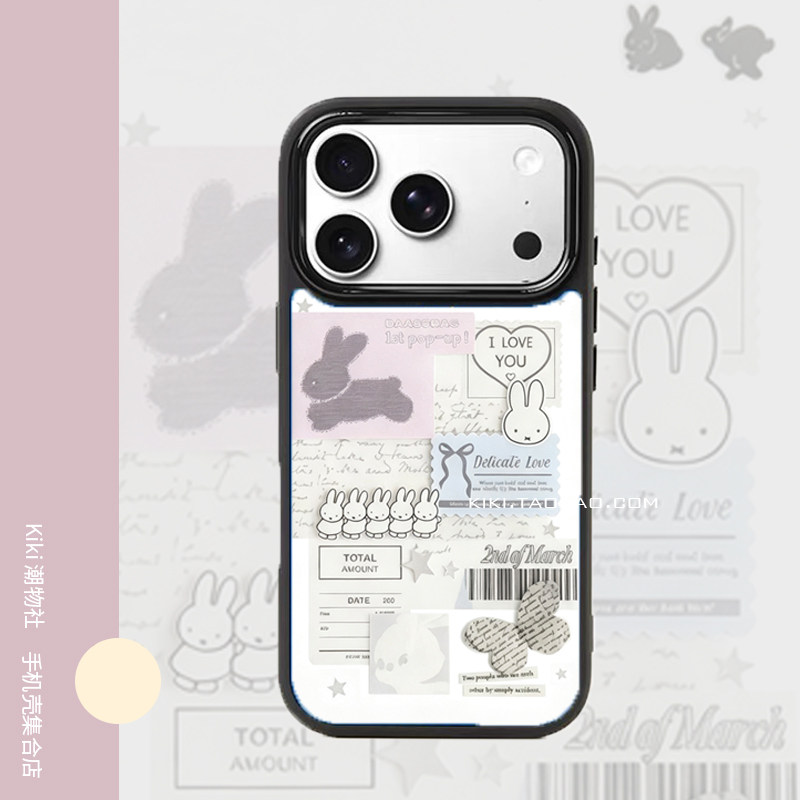 包相机键INS复古拼贴画报米菲适用iphone17promax手机壳磁吸16/15肤感磨砂双层14plus黑框硬壳15高级13手机壳