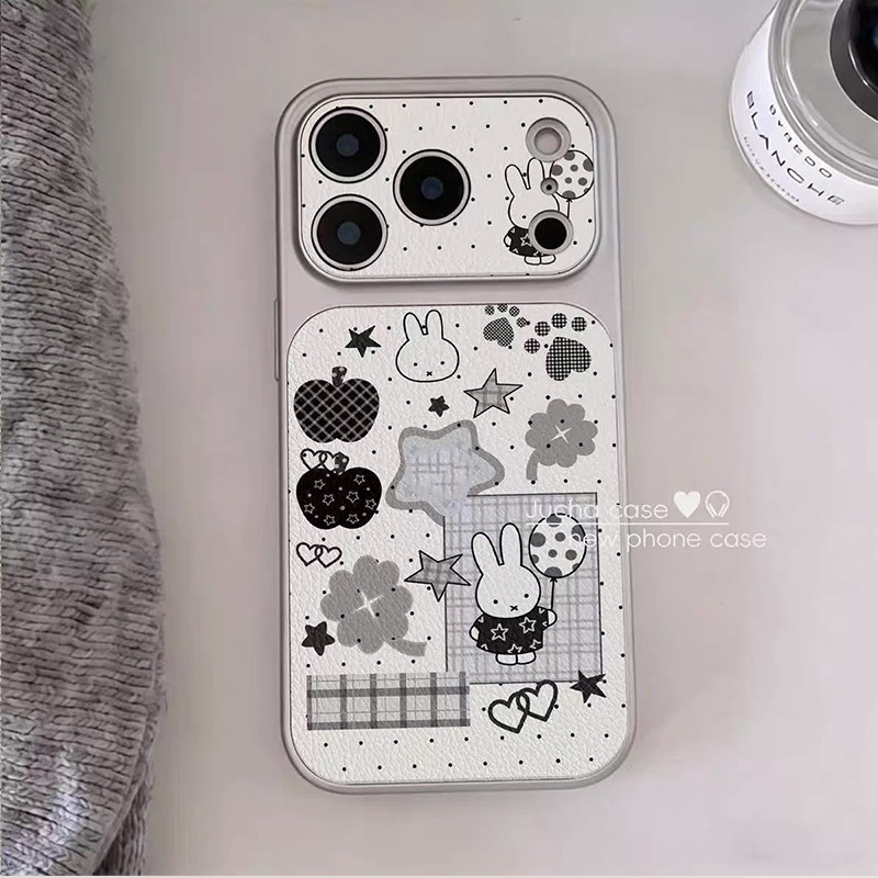 格纹星星米菲适用iphone17promax手机壳包相机键16plus银边大视窗14软壳15Pro苹果13可爱12精孔手机壳