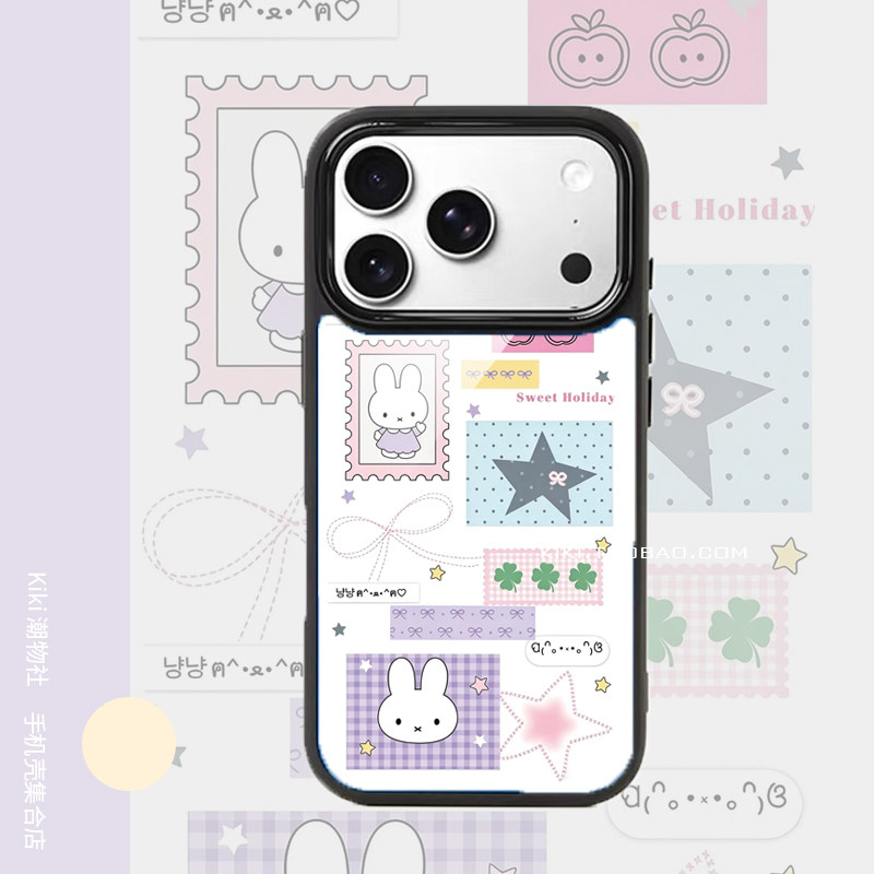 包相机键邮票四叶草米菲适用iphone17pro手机壳磁吸16神甲壳18双层14plus黑框15磨砂硬壳15创意13手机壳