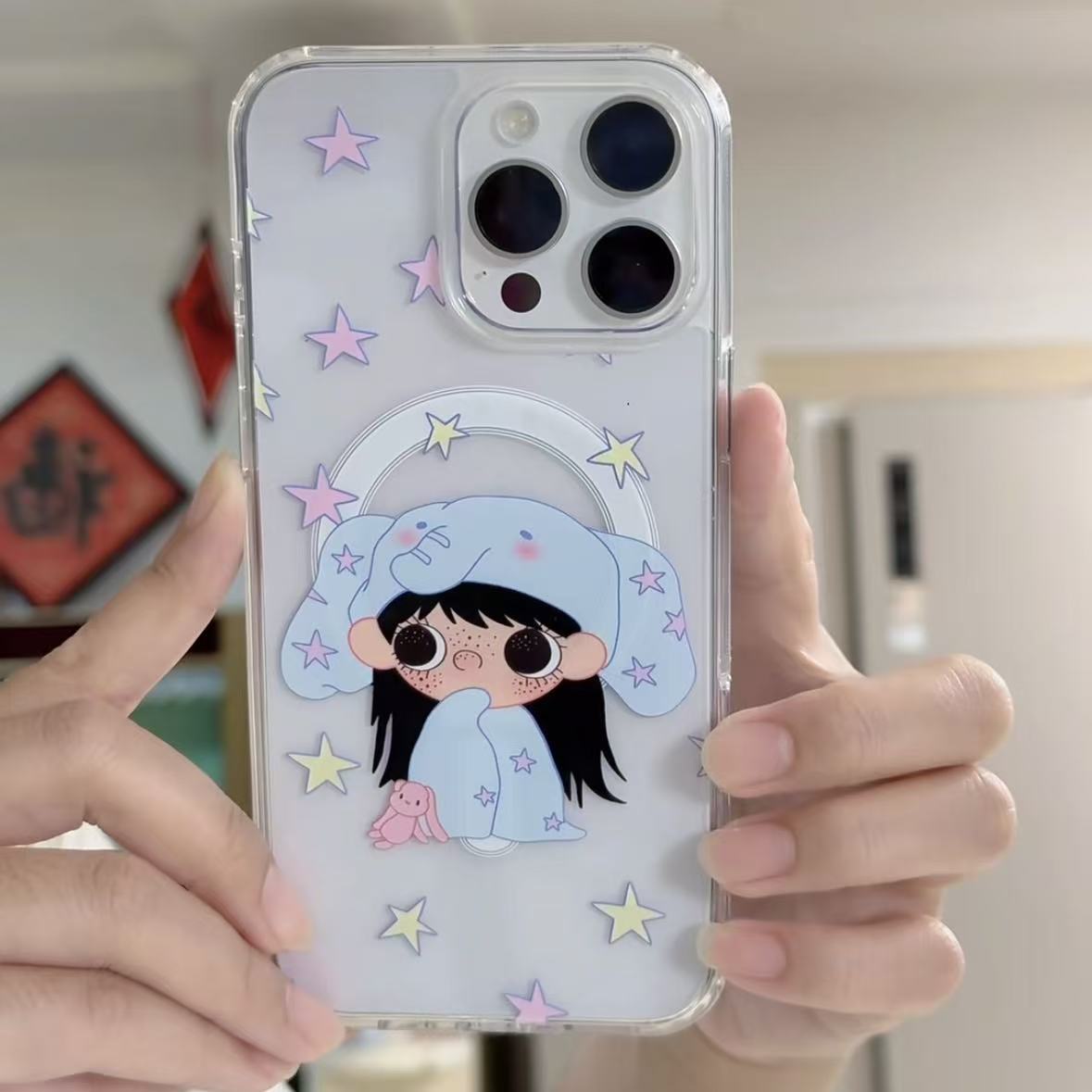 可爱星星睡衣小玉适用iphone18promax手机壳17/16plus磁吸14硬壳15苹果13透明12大孔磁吸手机壳