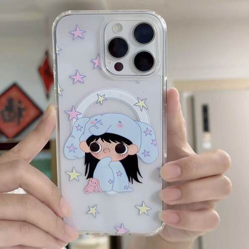 可爱星星睡衣小玉适用iphone18promax手机壳17/16plus磁吸14硬壳15苹果13透明12大孔磁吸手机壳
