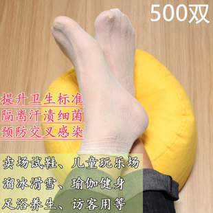 108针成人一次性袜子试鞋袜套男女童加厚汗蒸攀岩袜隔离短款100双