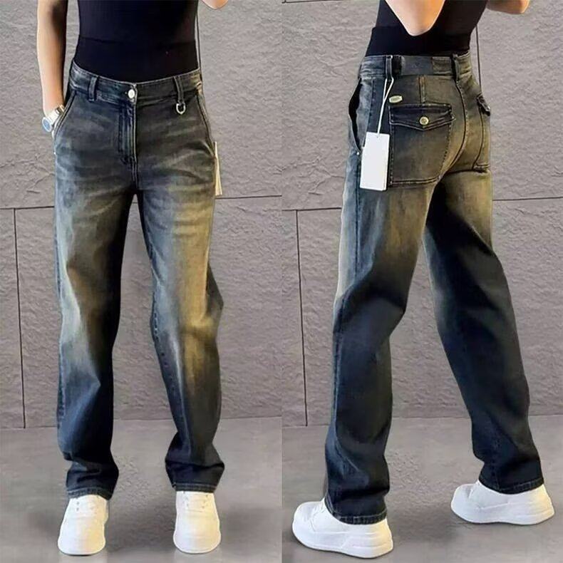 欧货男士牛仔裤春秋新款潮流百搭时尚直筒休闲裤美式复古中腰长裤,男装,牛仔裤,淘宝优惠券,粉丝福利购,淘宝优惠卷
