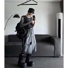 美式高街七分牛仔裤男款夏季2025新款阔腿宽松中裤五分裤工装短裤