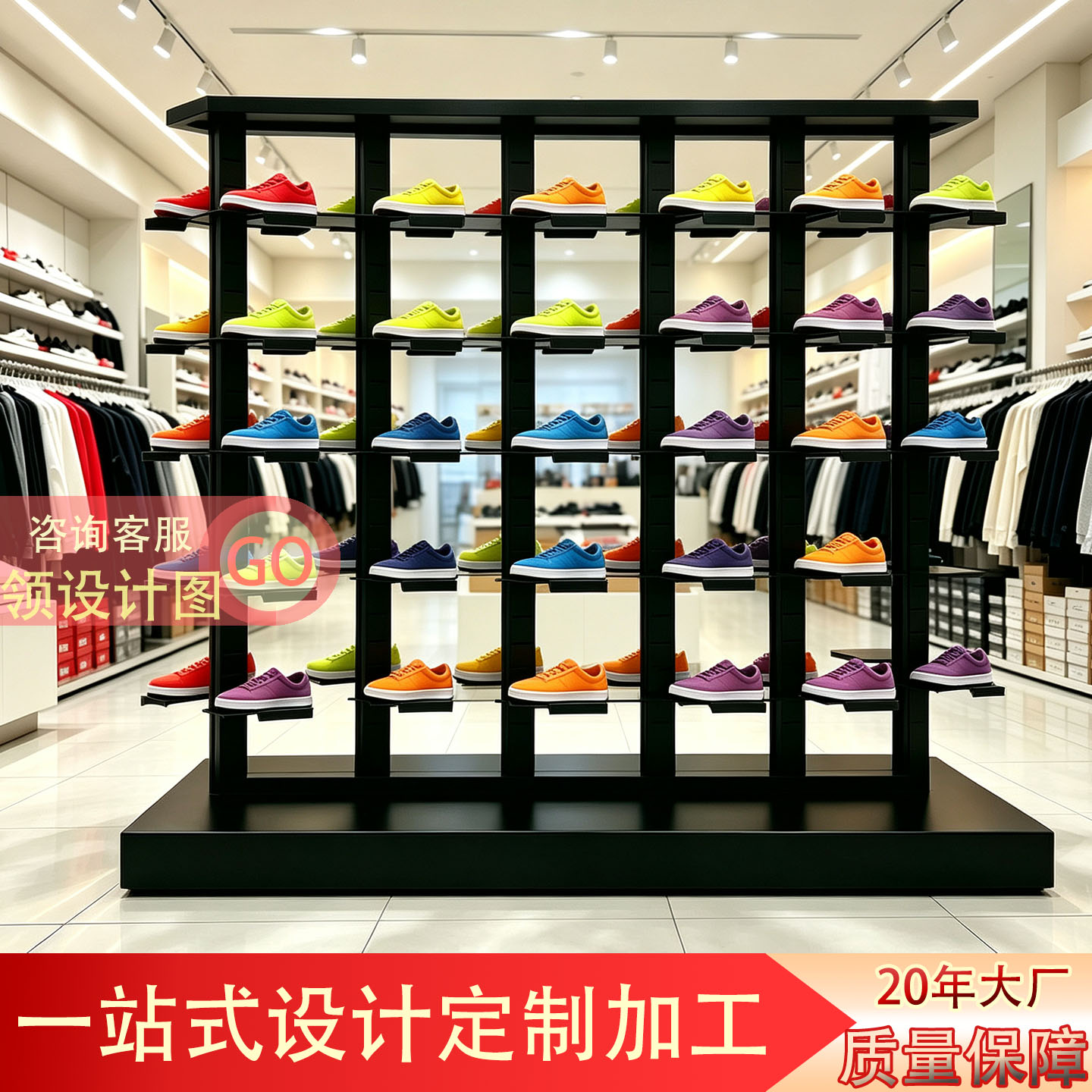 中岛落地鞋子展示架鞋店用图片