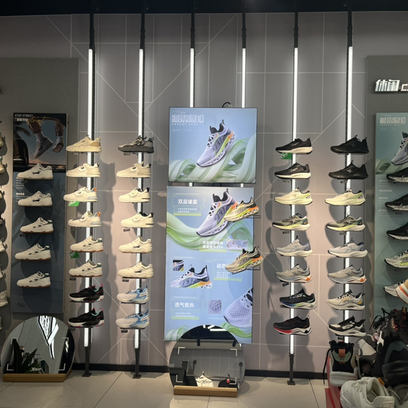 运动鞋货架带灯发光双面中岛鞋店展示架鞋托直播户外休闲陈列鞋架