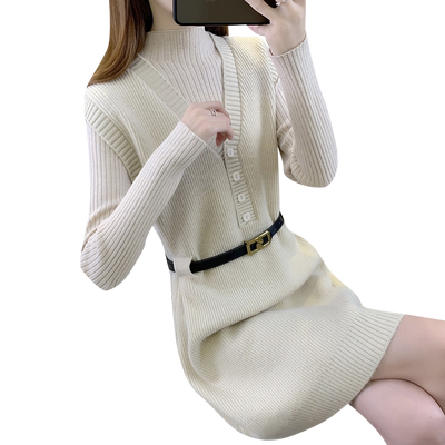 中长款两件套小香风套装毛衣裙