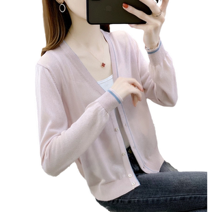 开衫外搭春装女款2026新款防晒衣冰丝薄针织衫女高级感外套女款春