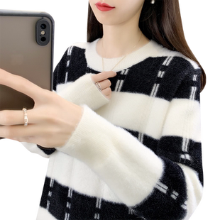 毛衣女款2025新款春装宽松打底衫女仿水貂绒小个子内搭上衣女秋冬