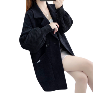 外套2025新款今年流行爆款秋冬中长款黑色毛呢大衣女士加厚上衣女