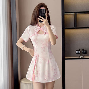 新式改良版旗袍裙年轻款中式古法养生会所足疗美容足浴技师工作服