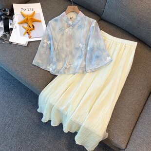 复古改良旗袍套装 新款 国风套装 少女旗袍两件套新中式 年轻款