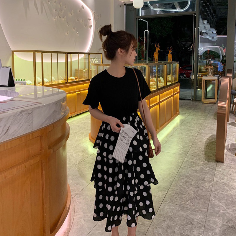Large Women's wear Spring and summer new pattern Fat sister Show thin Mid length version Dress Fashionable By age Wave Cake skirtin the Women's clothing/Boutique , Large size women  category - from Buy2taobao.com to provide professional Taobao agent buy service