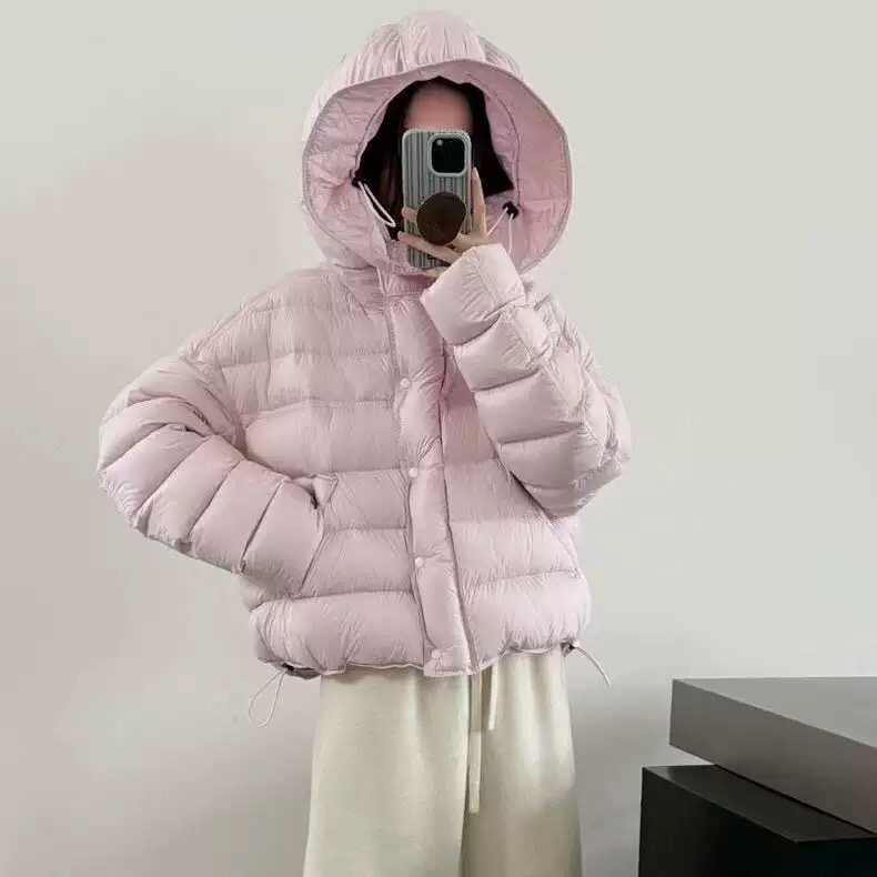 2026新款短款时尚洋气羽绒服女款轻薄保暖连帽面包服显瘦宽松外套