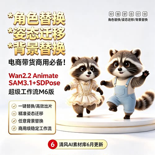 2026年6月新品Wan2.2-Animate 视频整合包Sam3+SDPose动作迁移