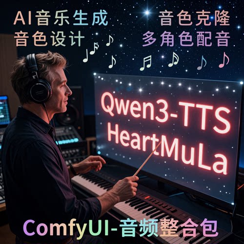 2026全新comfyui音频整合包Qwen3-TTS HeartMula 2月更新工作流