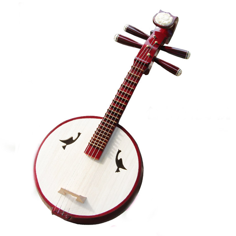 梵巢民族弹拨乐器红色硬木材质骨花演奏初学乐团队高音小阮琴包邮